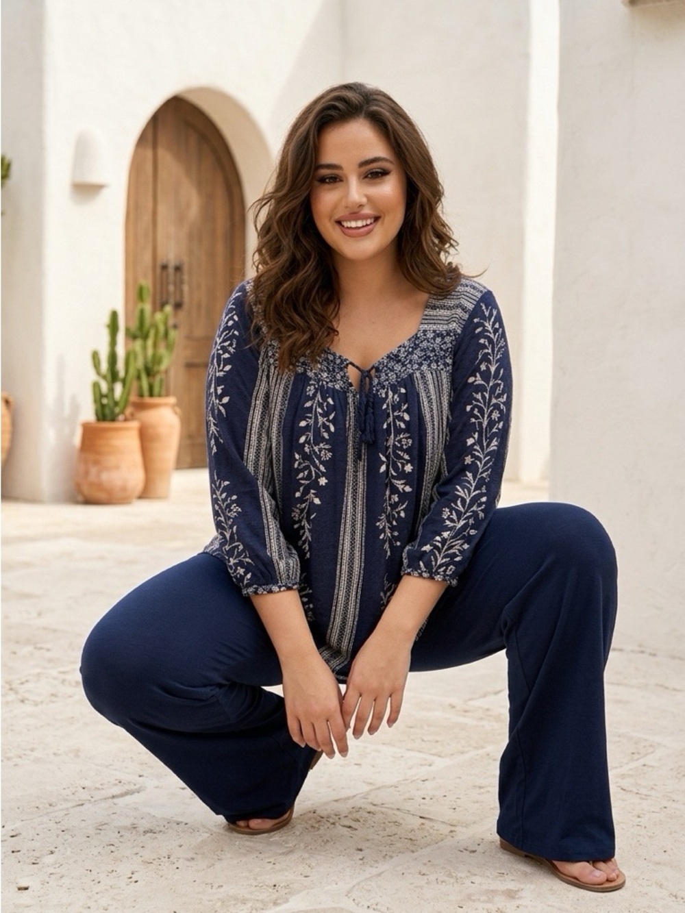 Lucky Brand Navy Print Top